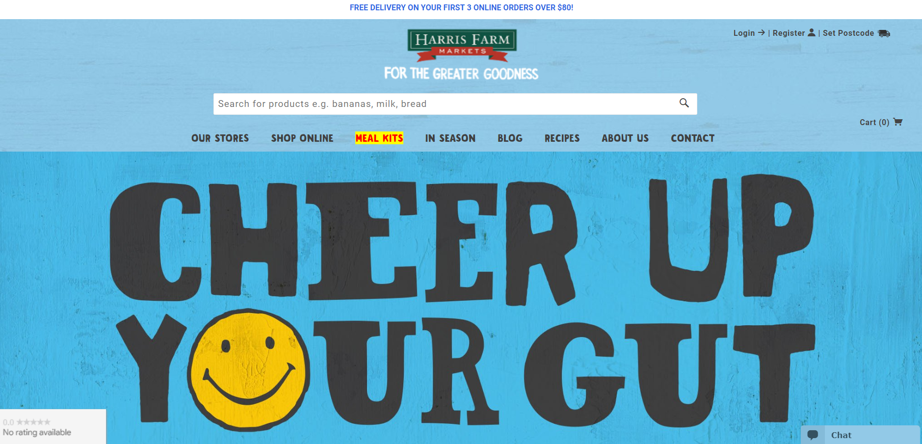 A screenshot from Harris Farm Market's ecommerce store homepage.