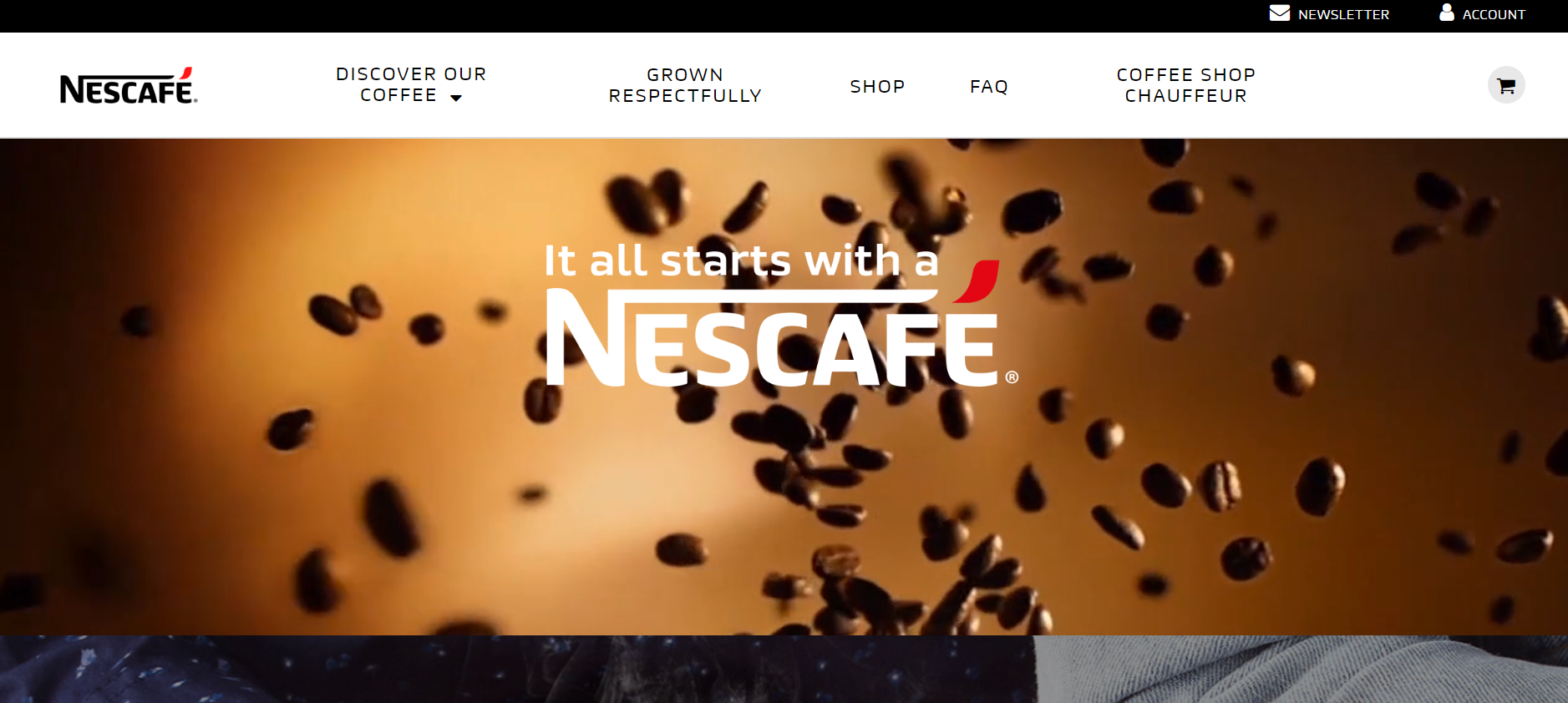 A screenshot of Nescafé's homepage.