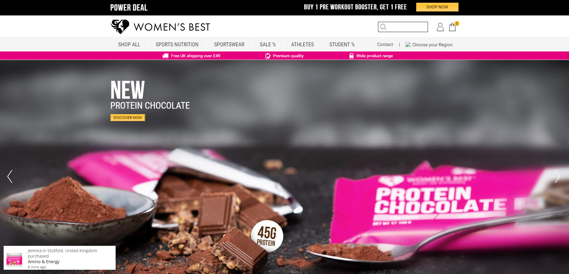 A screenshot of Women's Best's ecommerce store homepage.