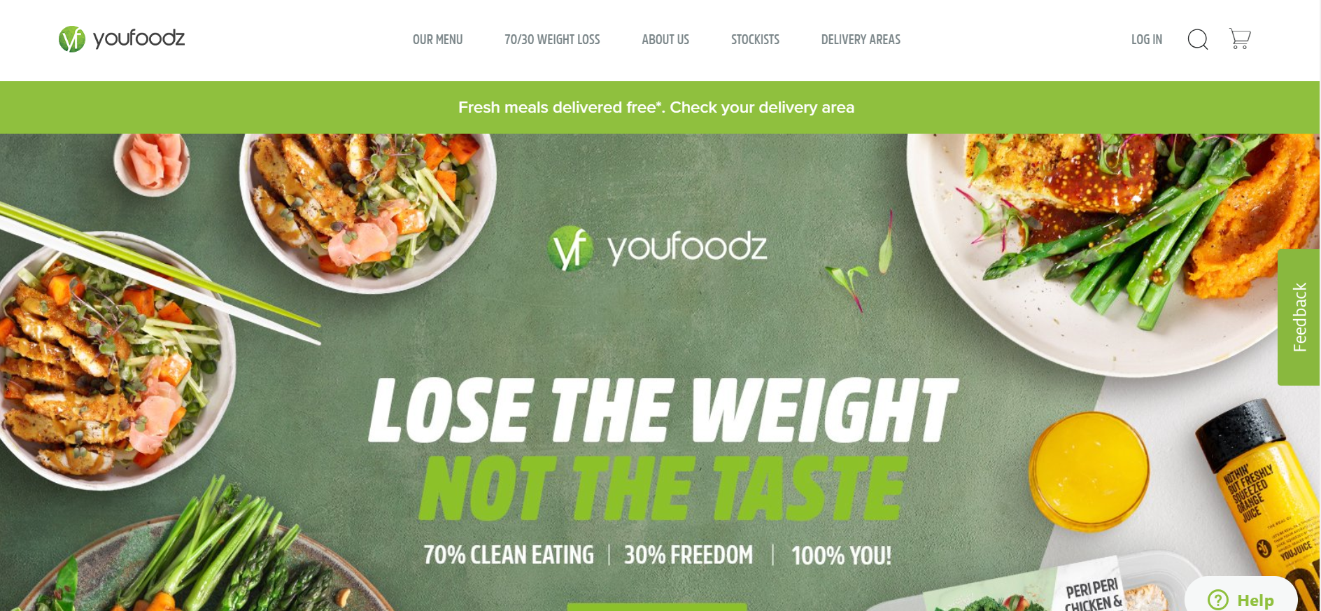 A screenshot of Youfoodz's ecommerce store homepage.