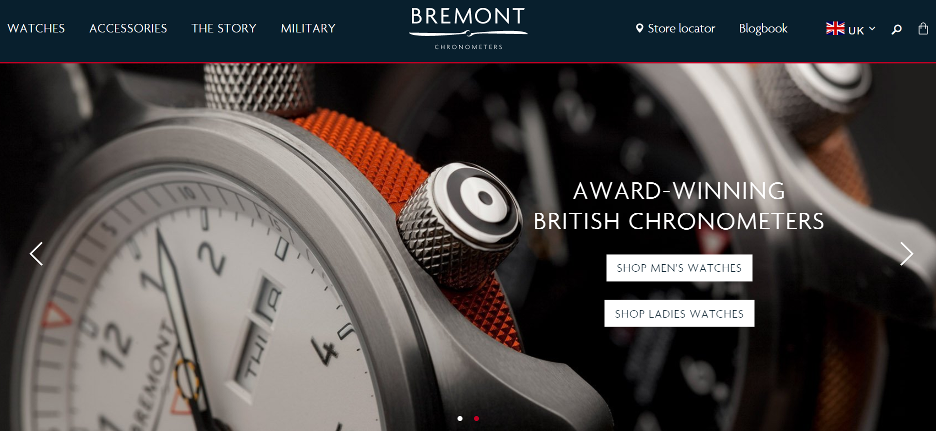 A screenshot of Bremont's ecommerce store homepage.