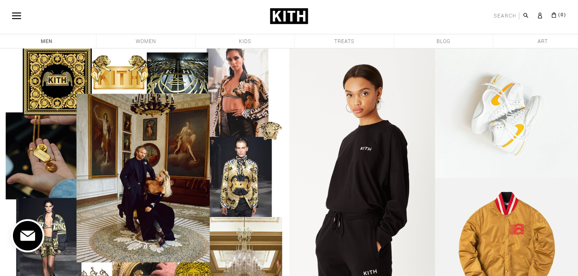 A screenshot of Kith's ecommerce store homepage.