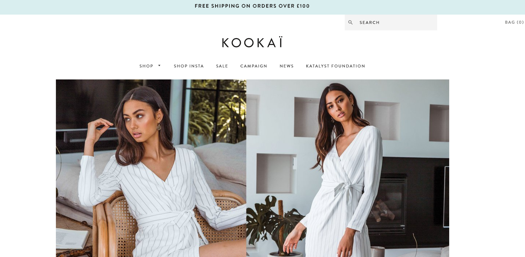 A screenshot of Kookai's ecommerce store homepage.