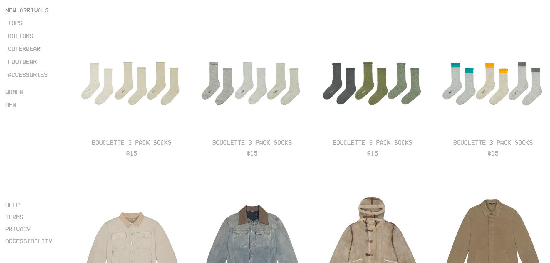 A screenshot of Yeezy Supply's ecommerce store homepage.