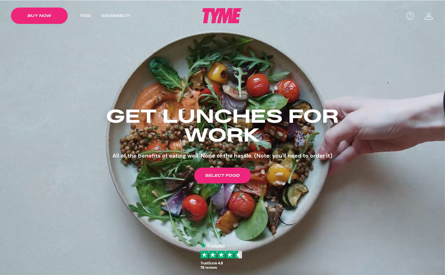 Large plate of colourful salad overlaid by white bold text 'Get lunches for work'