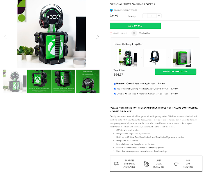 Screenshot of JustGeek product page demonstrating the implementation of their product bundling strategy.