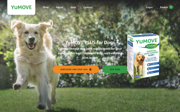 Screenshot of YuMOVE Homepage, Test Variant 1; testing to eliminate subscription ux mistakes