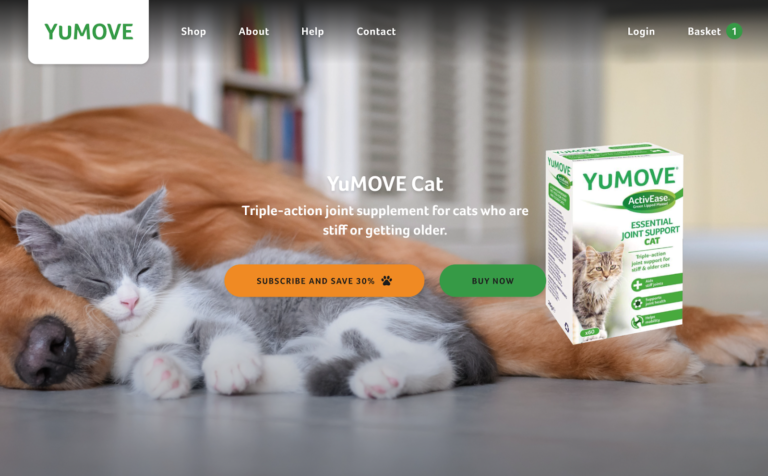 Screenshot of YuMOVE Homepage, Test Variant 2; testing to eliminate subscription ux mistakes