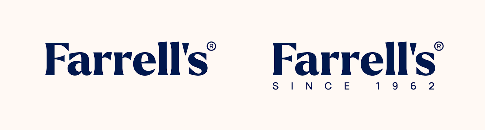 Screenshot of two Farrell's logos, text versions.